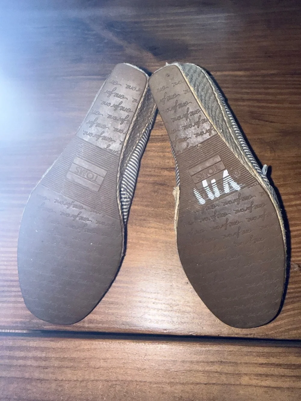 TOMS Women's Striped Peep Toe Wedges, Size 7